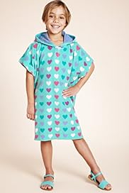Cotton Rich Hooded Heart Print Towelling Top