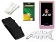 TPA- Accessory Combo Kit for Microsoft Zune HD 16GB / 32GB Series: Includes Pink Durable Flexible Soft Silicone Skin Case, Premium Reusable LCD Screen Protector, Elastic Armband, Belt Clip, Fishbone Style Keychain