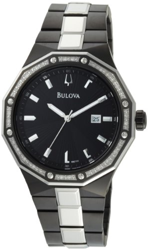 Bulova Men's 98E110 Diamond Case Black Dial Watch