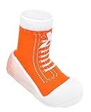 (コ-ランド) Co-land 可愛い ファーストシューズ ベビー靴下 赤ちゃんシューズ 靴 滑り止め 男の子 女の子 新生児 練習靴 キッズスニーカー オレンジ 14cm