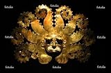 Wallmonkeys Peel and Stick Wall Graphic - Peruvian Ancient Mask Made out of Gold - 24"W x 16"H