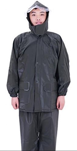 WantDo Unisex Waterproof Ripstop Hooded Rain Poncho(Army Green,2XL)