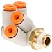 SMC KQ2ZD Push-to-Connect Tube Fitting, Double Branch Universal Elbow, PBT & Brass Body, Tube OD x NPT Male, With Sealant, Inch