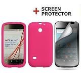 RUBBER HOT PINK SOFT GEL Phone Cover Sleeve Silicone SKIN Case for HUAWEI ASCEND II 2 M865 (Cricket) + FREE LCD SCREEN PROTECTOR [SWA15]