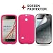 RUBBER HOT PINK SOFT GEL Phone Cover Sleeve Silicone SKIN Case for HUAWEI ASCEND II 2 M865 (Cricket) + FREE LCD SCREEN PROTECTOR [SWA15]