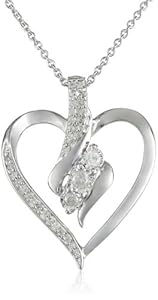 Sterling Silver Diamond Heart Pendant Necklace (1/4 cttw, I-J Color, I2-I3 Clarity), 18