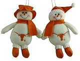 NCAA Texas Longhorns 7-inch Snowman Ornament  (2 Pieces)