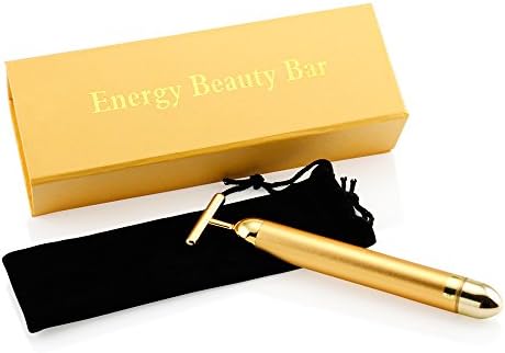 GEARONIC TM 24 karat gold Beauty Bar Golden Skin Care Lift Anti-Aging Facial Massage Platinum Pulse Roller Massager - Gold