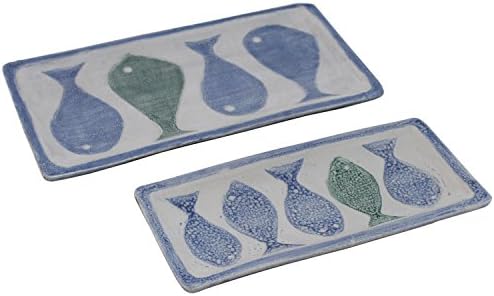 2-Piece Aquarius Decorative Rectangular Ceramic Tray