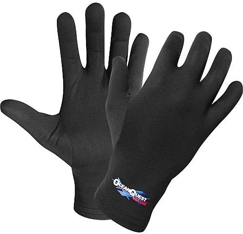 Ocean Quest 6oz Premium Lycra Diving Gloves (Liners) Large/XLargeBlack Black