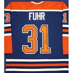 Buy Grant Fuhr Signed Edmonton Oilers Blue CCM Replica Jersey