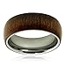Stainless Steel Mahogany Wood Inlay Domed Ring