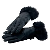 Leather Gloves, Rabbit Fur Trim