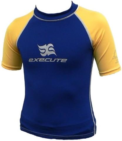 Execute Sports Junior Rash Guard (BLUE/YELLOW, LARGE)