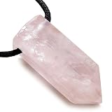 Brazilian Gemstone Healing Crystal Point Terminated Rose Quartz Pendant Necklace