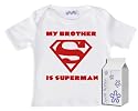 My Brother Is Superman Baby & Toddler Retro T-Shirt Sizes 0-6 months WHITE/BLACK + in funky Milk Carton