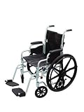 Drive Medical Poly Fly Light Weight Transport Chair Wheelchair with Swing-away Footrest, Silver, 18"