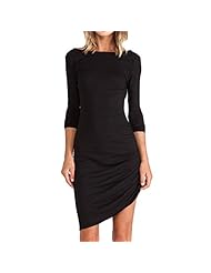 V-neck Bateau Neck Backless Ruched Asymmetric Cotton/Polyester Long Sleeves Bodycon Dress/Tunic 