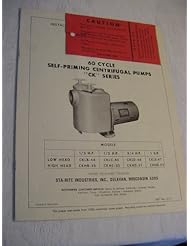 Sta-rite 60 Cycle Self-priming Centrifugal Pumps Ck Series Installation and Operating Instructions Repair Parts List