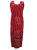 Hot Red Sleeveless Cotton Caftan Boho Maxi Dress Kaftans M / L