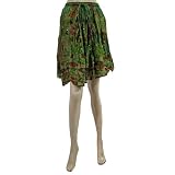 Boho Mini Skirt for Women Tiered Cotton Olive Green Trendy Skirt 22"