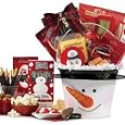Smiling Snowman Holiday Bucket - Christmas Gourmet Food & Snacks Gift Basket
