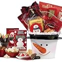 Smiling Snowman Holiday Bucket - Christmas Gourmet Food & Snacks Gift Basket