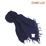 チャンルー CHAN LUU カシミア＆シルクスカーフ マフラー 大判ストール マフラー メディバルブルー ダークブルー系 BRH-SC-140/Medival Blue 【並行輸入商品】