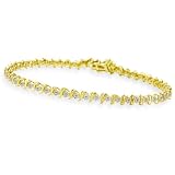 10k Yellow Gold Round S Link Diamond Tennis Bracelet (1 cttw, I-J Color, I1-I2 Clarity)