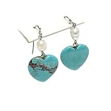 Turquoise Heart Pearl Earrings Fashion Jewelry