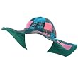 New Cotton Plaid Floppy Beach Hat Blue Reversible Green
