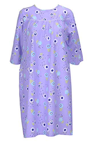 Women's Adaptive Flannel Backwrap Gown - Purple with Flowers