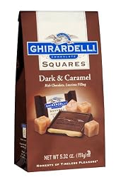 Ghirardelli Chocolate Squares, Dark & Caramel Filled, 5.32-Ounce Packages (Pack of 6)