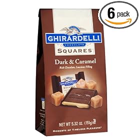 Ghirardelli Chocolate Squares, Dark & Caramel Filled, 5.32-Ounce Packages (Pack of 6)