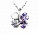 Kala-isbijoux - Collier " Tr&egrave;fle Porte-Bonheur " Cristal iris&eacute; Swarovski Couleur Am&eacute;thyste et blanc (Hauteur avec b&eacute;li&egrave;re 2,5 cm) + chaine 48 cm - Femme