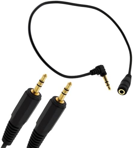 BIRUGEAR 1FT 3.5mm Male Right Angle Extension Cable + 6FT 3.5MM audio cable M/M for Device that has 3.5mm Connection Port