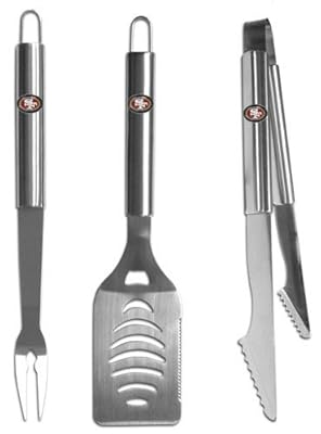 San Francisco 49ers Grilling BBQ 3 Piece Utensil Set and 3 Piece BBQ Apron Set