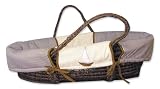 Trend Lab Yacht Club Moses Basket Set - Brown Basket with Blue and Brown Stripe Wrap Style Bumper and Brown Mattress Cover Sheet