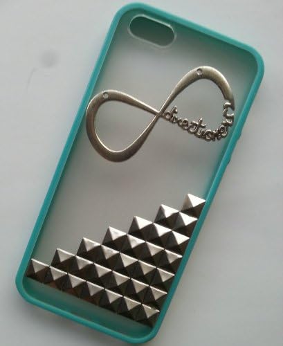 Shapotkina Punk Style Transparent Apple Green one Direction Case,infinity Directioner Cellphone Protective Cover Silver Pyramid Stud for Iphone 5 5S +Westlinke Logo Stylus
