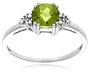 10k White Gold, August Birthstone, Peridot and Diamond Ring, Size 8
