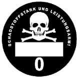 FEINSTAUBPLAKETTE SCHADSTOFSTARK UND LEISTUNGSARM Aufkleber Autoaufkleber