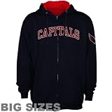 Majestic Washington Capitals Red Twill Applique Big Sizes Full Zip Hoody Sweatshirt