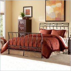 California King Metal Bed with Frame - Lynx Contemporary Design in Speckled Bronze Finish