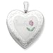 Sterling Silver 24mm Enameled & D/C Grandma Heart Locket