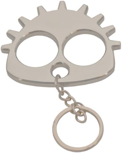 33-SL. Two Finger- Self Defense Keychain with Spikes- Silver Two Finger- Self Defense Keychain with Spikes- Silver Looks cool as a keychain and can also be used as a self defense weapon. It has two finger holes so that you can jab your attacher with spikes. Spikes are not sharp. They have a rounded tip. Silver keyring attached. Solid Steel