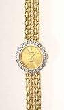 GENEVE Women's 14K Yellow Gold Watch with Genuine Diamond Bezel. Model: GE-101609A
