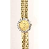 GENEVE Womens 14K Yellow Gold Watch Model GE-101609A with Genuine Diamond Bezel