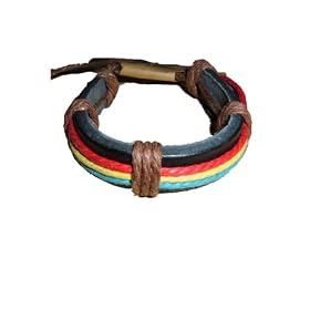 HAWAIIAN SURFER STYLE LEATHER & HEMP ADJ. BRACELET