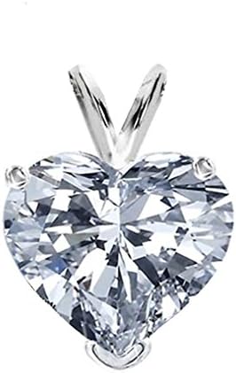 Diamond Color 925 Sterling Silver Heart Shape Solitaire CZ Round Pendant
