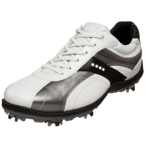 ECCO Men's Casual Cool Premiere Golf Shoe,White/Buffed Silver/Black,47 M EU (US Men's 13-13.5 M)